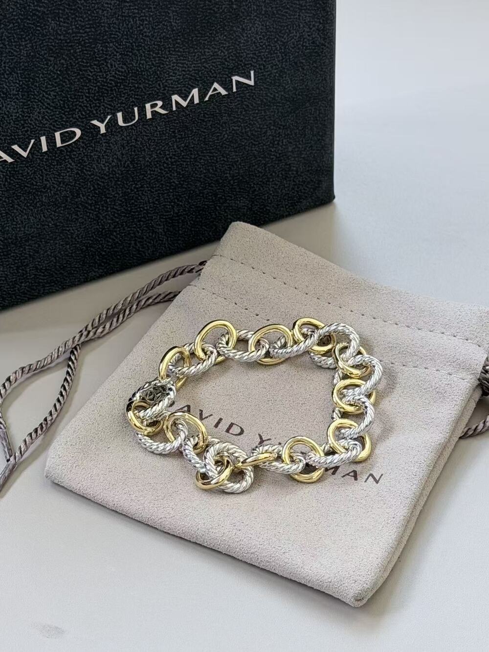 David Yurman Two-Tone Oval Link Chain Bracelet